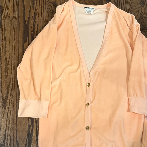 Sonia Rykiel Peach Velour Women's Cardigan and Wide-Pants Set - Picture 6 of 12